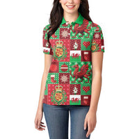 Wales Christmas Patchwork Women Polo Shirt - Wonder Print Shop