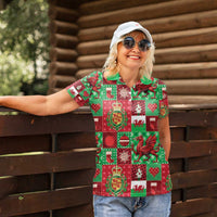 Wales Christmas Patchwork Women Polo Shirt - Wonder Print Shop