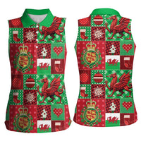 Wales Christmas Patchwork Women Sleeveless Polo Shirt - Wonder Print Shop
