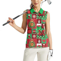 Wales Christmas Patchwork Women Sleeveless Polo Shirt - Wonder Print Shop