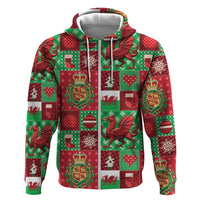 Wales Christmas Patchwork Zip Hoodie - Wonder Print Shop