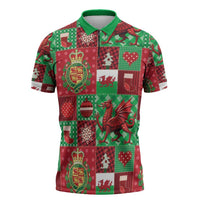 Wales Christmas Patchwork Zipper Polo Shirt - Wonder Print Shop