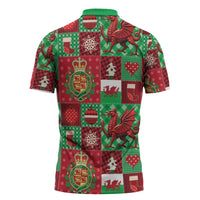 Wales Christmas Patchwork Zipper Polo Shirt - Wonder Print Shop