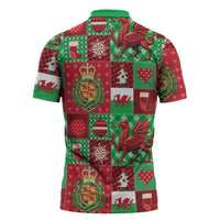 Wales Christmas Patchwork Zipper Polo Shirt - Wonder Print Shop