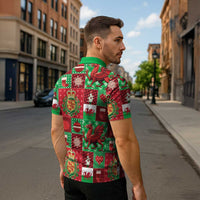 Wales Christmas Patchwork Zipper Polo Shirt - Wonder Print Shop