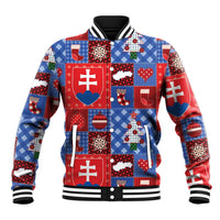 Slovakia Christmas Patchwork Baseball Jacket - Wonder Print Shop
