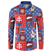 Slovakia Christmas Patchwork Button Sweatshirt - Wonder Print Shop