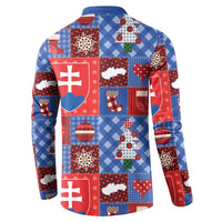 Slovakia Christmas Patchwork Button Sweatshirt - Wonder Print Shop