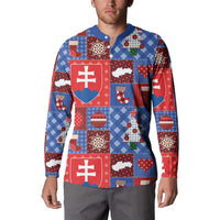 Slovakia Christmas Patchwork Button Sweatshirt - Wonder Print Shop