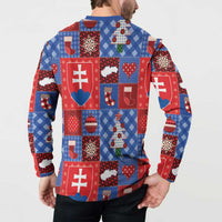 Slovakia Christmas Patchwork Button Sweatshirt - Wonder Print Shop