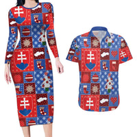 Slovakia Christmas Patchwork Couples Matching Long Sleeve Bodycon Dress and Hawaiian Shirt - Wonder Print Shop
