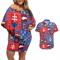Slovakia Christmas Patchwork Couples Matching Off Shoulder Short Dress and Hawaiian Shirt - Wonder Print Shop