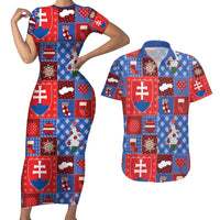 Slovakia Christmas Patchwork Couples Matching Short Sleeve Bodycon Dress and Hawaiian Shirt - Wonder Print Shop