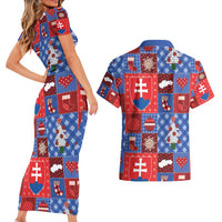 Slovakia Christmas Patchwork Couples Matching Short Sleeve Bodycon Dress and Hawaiian Shirt - Wonder Print Shop
