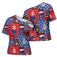 Slovakia Christmas Patchwork Cross Shoulder Shirt - Wonder Print Shop