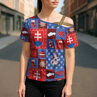 Slovakia Christmas Patchwork Cross Shoulder Shirt - Wonder Print Shop