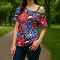 Slovakia Christmas Patchwork Cross Shoulder Shirt - Wonder Print Shop