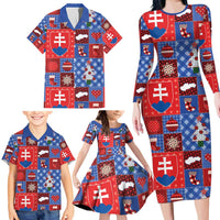 Slovakia Christmas Patchwork Family Matching Long Sleeve Bodycon Dress and Hawaiian Shirt - Wonder Print Shop