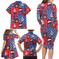 Slovakia Christmas Patchwork Family Matching Long Sleeve Bodycon Dress and Hawaiian Shirt - Wonder Print Shop