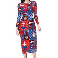 Slovakia Christmas Patchwork Family Matching Long Sleeve Bodycon Dress and Hawaiian Shirt - Wonder Print Shop