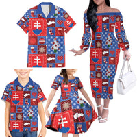 Slovakia Christmas Patchwork Family Matching Off The Shoulder Long Sleeve Dress and Hawaiian Shirt - Wonder Print Shop