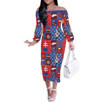 Slovakia Christmas Patchwork Family Matching Off The Shoulder Long Sleeve Dress and Hawaiian Shirt - Wonder Print Shop