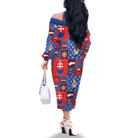 Slovakia Christmas Patchwork Family Matching Off The Shoulder Long Sleeve Dress and Hawaiian Shirt - Wonder Print Shop