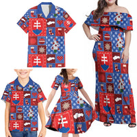 Slovakia Christmas Patchwork Family Matching Off Shoulder Maxi Dress and Hawaiian Shirt - Wonder Print Shop