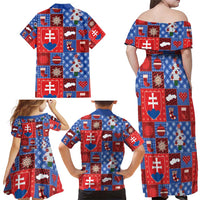 Slovakia Christmas Patchwork Family Matching Off Shoulder Maxi Dress and Hawaiian Shirt - Wonder Print Shop