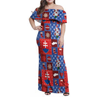 Slovakia Christmas Patchwork Family Matching Off Shoulder Maxi Dress and Hawaiian Shirt - Wonder Print Shop