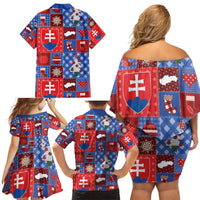 Slovakia Christmas Patchwork Family Matching Off Shoulder Short Dress and Hawaiian Shirt - Wonder Print Shop