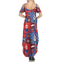 Slovakia Christmas Patchwork Family Matching Summer Maxi Dress and Hawaiian Shirt - Wonder Print Shop