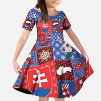 Slovakia Christmas Patchwork Kid Short Sleeve Dress - Wonder Print Shop