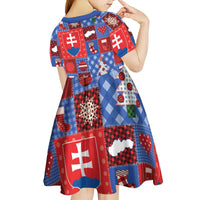 Slovakia Christmas Patchwork Kid Short Sleeve Dress - Wonder Print Shop