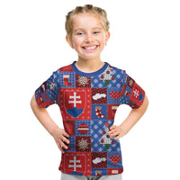 Slovakia Christmas Patchwork Kid T Shirt - Wonder Print Shop