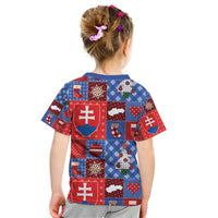 Slovakia Christmas Patchwork Kid T Shirt - Wonder Print Shop