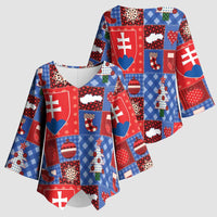 Slovakia Christmas Patchwork Kimono Sleeve Blouse - Wonder Print Shop