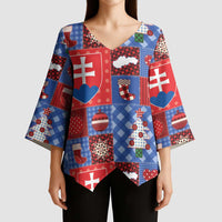 Slovakia Christmas Patchwork Kimono Sleeve Blouse - Wonder Print Shop