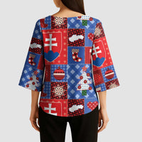Slovakia Christmas Patchwork Kimono Sleeve Blouse - Wonder Print Shop
