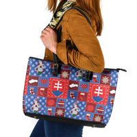 Slovakia Christmas Patchwork Leather Tote Bag - Wonder Print Shop