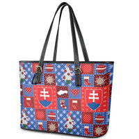 Slovakia Christmas Patchwork Leather Tote Bag - Wonder Print Shop