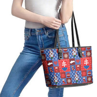 Slovakia Christmas Patchwork Leather Tote Bag - Wonder Print Shop