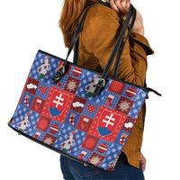 Slovakia Christmas Patchwork Leather Tote Bag - Wonder Print Shop