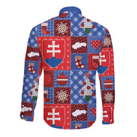 Slovakia Christmas Patchwork Long Sleeve Button Shirt - Wonder Print Shop