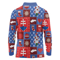 Slovakia Christmas Patchwork Long Sleeve Polo Shirt - Wonder Print Shop