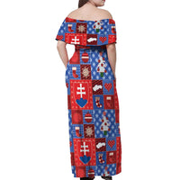 Slovakia Christmas Patchwork Off Shoulder Maxi Dress - Wonder Print Shop