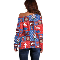 Slovakia Christmas Patchwork Off Shoulder Sweater - Wonder Print Shop