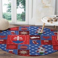 Slovakia Christmas Patchwork Round Carpet - Wonder Print Shop