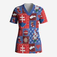Slovakia Christmas Patchwork Scrub Top - Wonder Print Shop