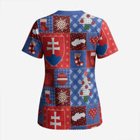 Slovakia Christmas Patchwork Scrub Top - Wonder Print Shop